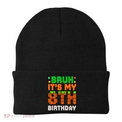 Bruh It'S My 8th Birthday 8 Year Old Birthday Boy Pixel Game Beanie
