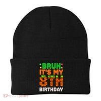 Bruh It'S My 8th Birthday 8 Year Old Birthday Boy Pixel Game Beanie thumb 0