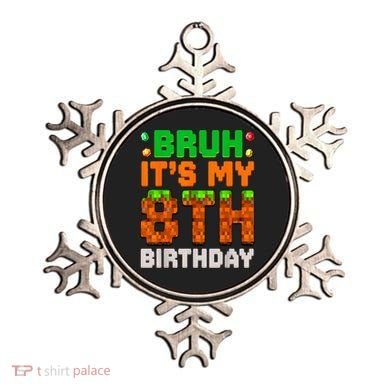 Bruh It'S My 8th Birthday 8 Year Old Birthday Boy Pixel Game Ornament