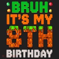 Bruh It'S My 8th Birthday 8 Year Old Birthday Boy Pixel Game Hat thumb 2