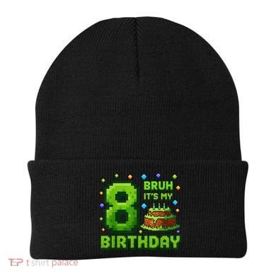 Bruh It'S My 8th Birthday Boy Gamer Pixel 8 Year Old Beanie