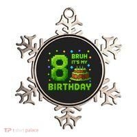 Bruh It'S My 8th Birthday Boy Gamer Pixel 8 Year Old Ornament thumb 0
