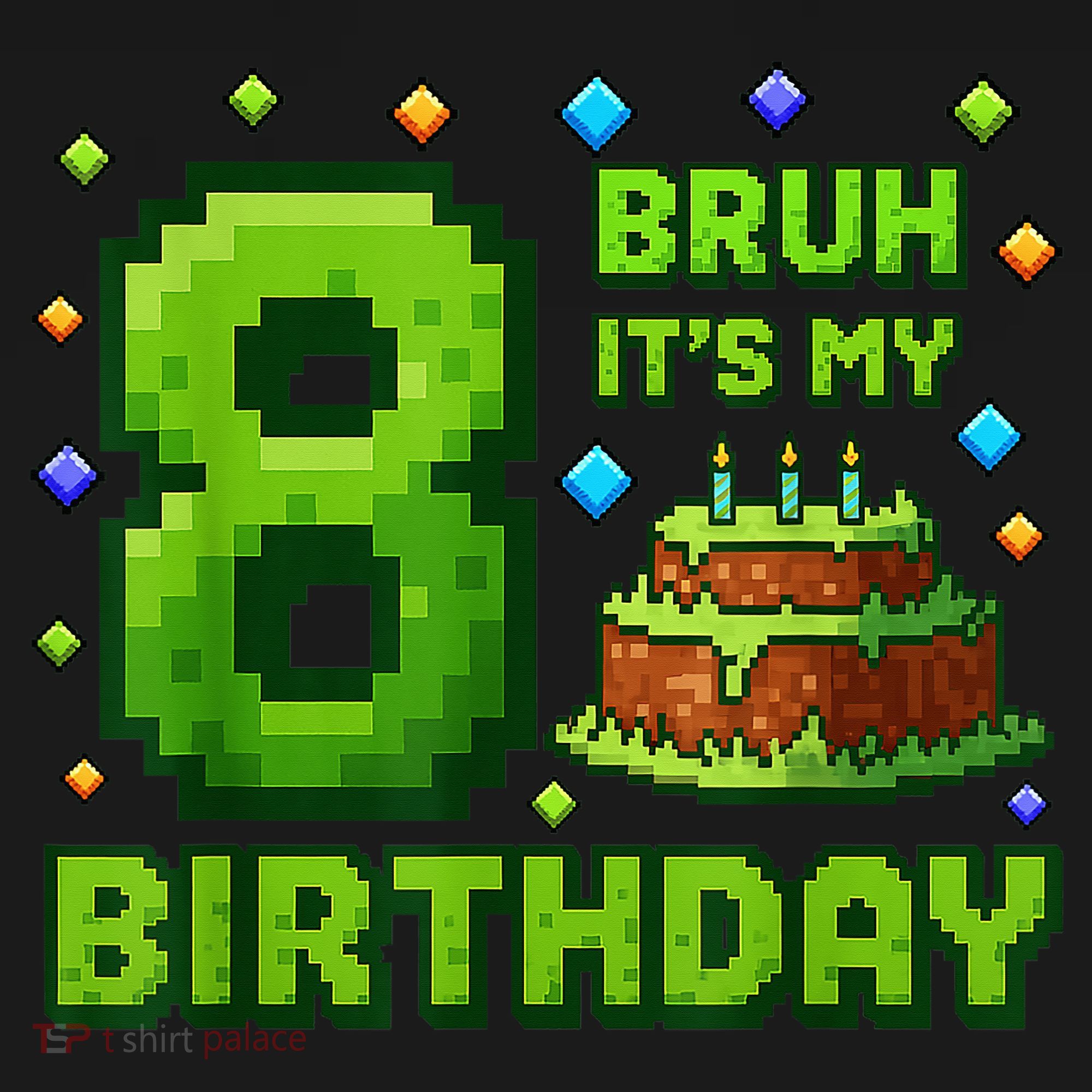 Bruh It'S My 8th Birthday Boy Gamer Pixel 8 Year Old Ornament