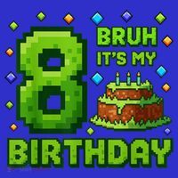 Bruh It'S My 8th Birthday Boy Gamer Pixel 8 Year Old Mousepad thumb 1