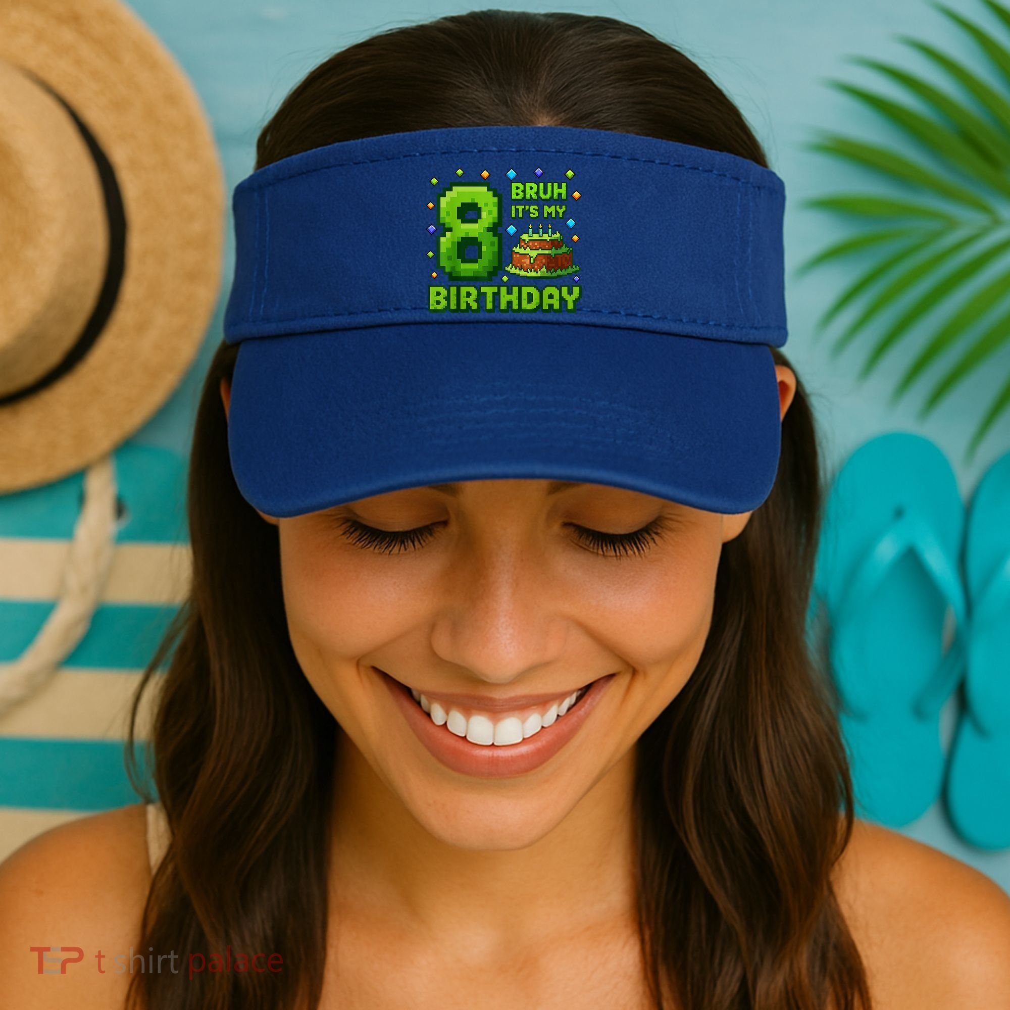 Bruh It'S My 8th Birthday Boy Gamer Pixel 8 Year Old Visor