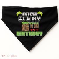 Bruh Its My 8th Birthday Boy Video Gamer Pixel Party Gaming USA-Made Doggie Bandana thumb 0