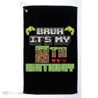 Bruh Its My 8th Birthday Boy Video Gamer Pixel Party Gaming Golf Towel thumb 0