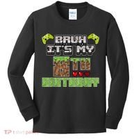 Bruh Its My 8th Birthday Boy Video Gamer Pixel Party Gaming Kids Long Sleeve Shirt thumb 0