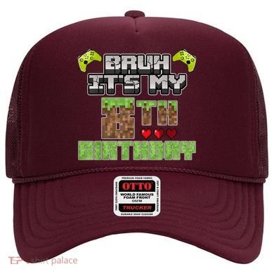Bruh Its My 8th Birthday Boy Video Gamer Pixel Party Gaming Hat