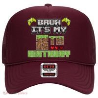 Bruh Its My 8th Birthday Boy Video Gamer Pixel Party Gaming Hat thumb 0