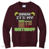 Bruh Its My 8th Birthday Boy Video Gamer Pixel Party Gaming Kids Sweatshirt thumb 0