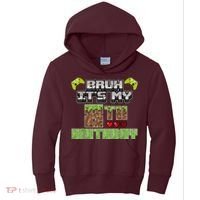 Bruh Its My 8th Birthday Boy Video Gamer Pixel Party Gaming Kids Hoodie thumb 0