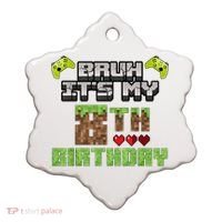 Bruh Its My 8th Birthday Boy Video Gamer Pixel Party Gaming Ceramic Ornament thumb 0