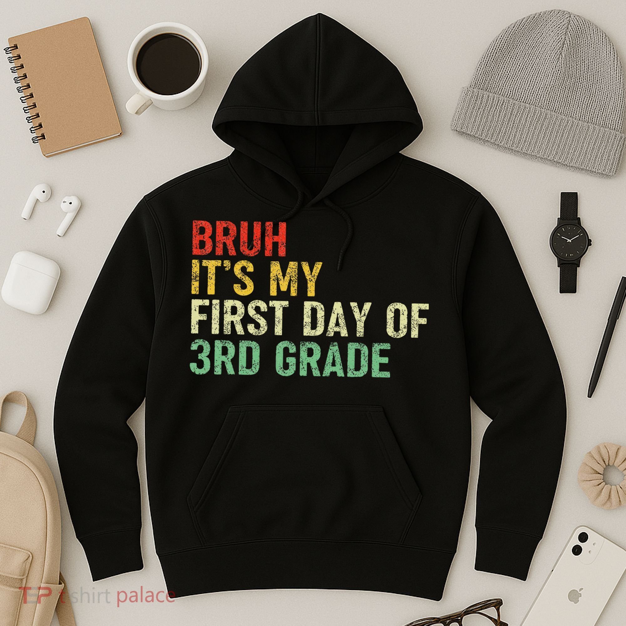 Bruh It's My First Day Of 3rd Grade Funny Back To School Boy Hoodie