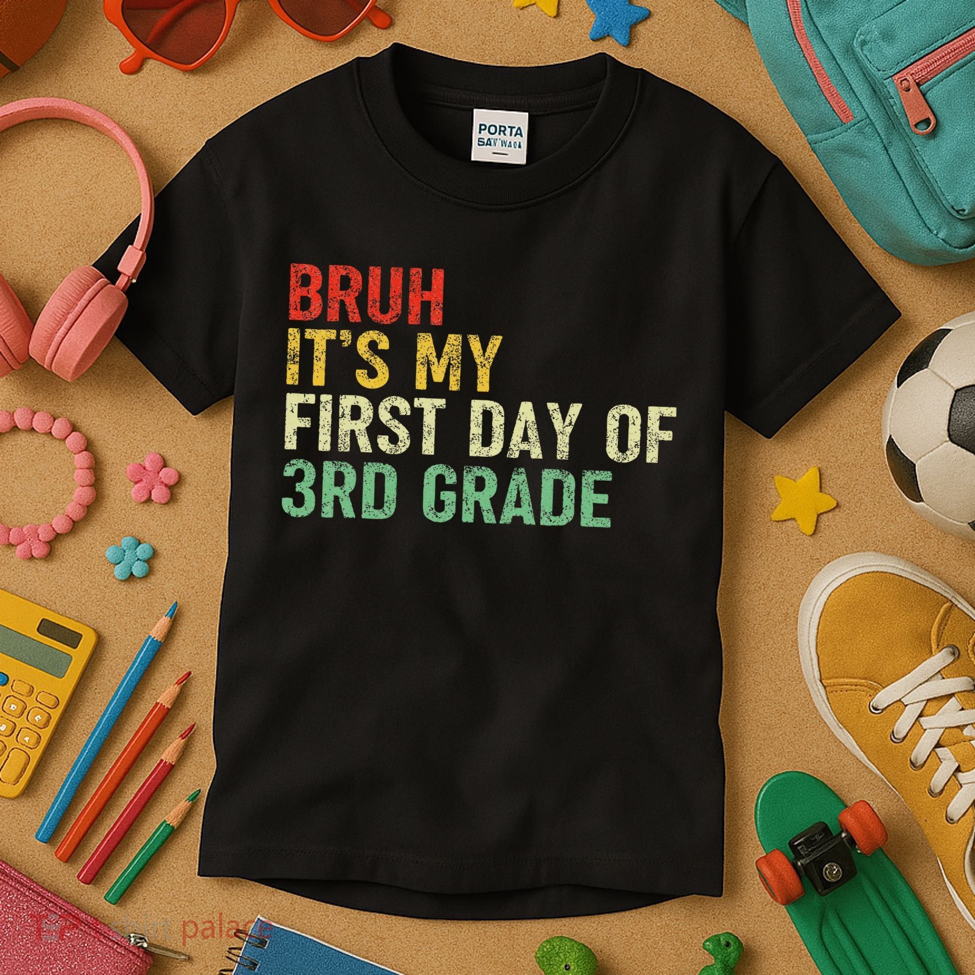 Bruh It's My First Day Of 3rd Grade Funny Back To School Boy Kids T-Shirt
