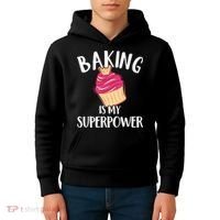 Baking Is My Superpower Baking Lovers Baking Themed Gift Kids Hoodie thumb 4