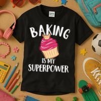 Baking Is My Superpower Baking Lovers Baking Themed Gift Kids T-Shirt thumb 3