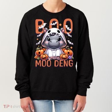 Boo I Mean Moo Deng Halloween Pygmy Hippo Gift Women's Sweatshirt