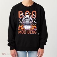 Boo I Mean Moo Deng Halloween Pygmy Hippo Gift Women's Sweatshirt thumb 0