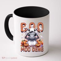 Boo I Mean Moo Deng Halloween Pygmy Hippo Gift Coffee Mug thumb 0