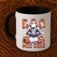 Boo I Mean Moo Deng Halloween Pygmy Hippo Gift Coffee Mug thumb 2