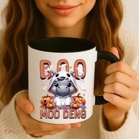 Boo I Mean Moo Deng Halloween Pygmy Hippo Gift Coffee Mug thumb 3