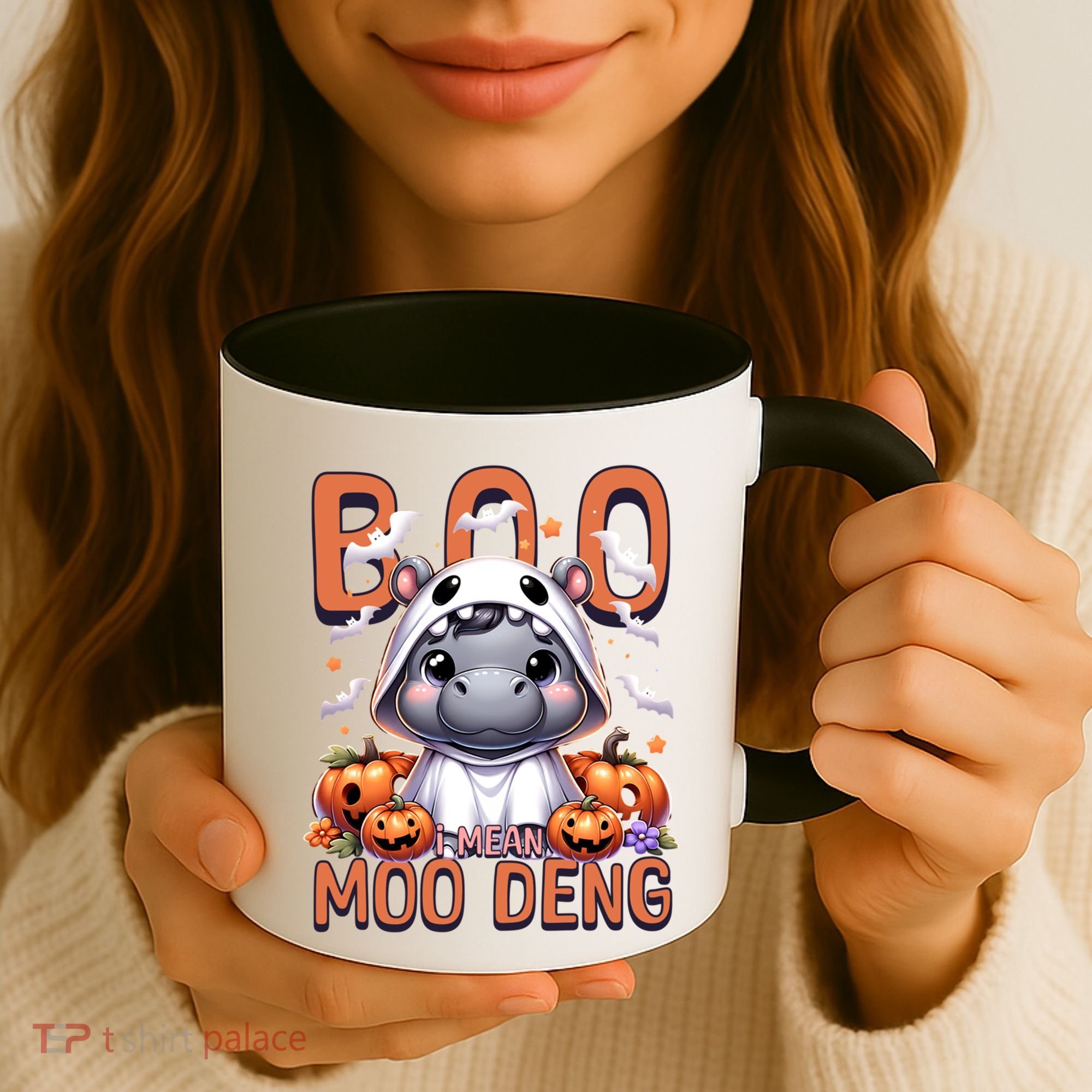 Boo I Mean Moo Deng Halloween Pygmy Hippo Gift Coffee Mug