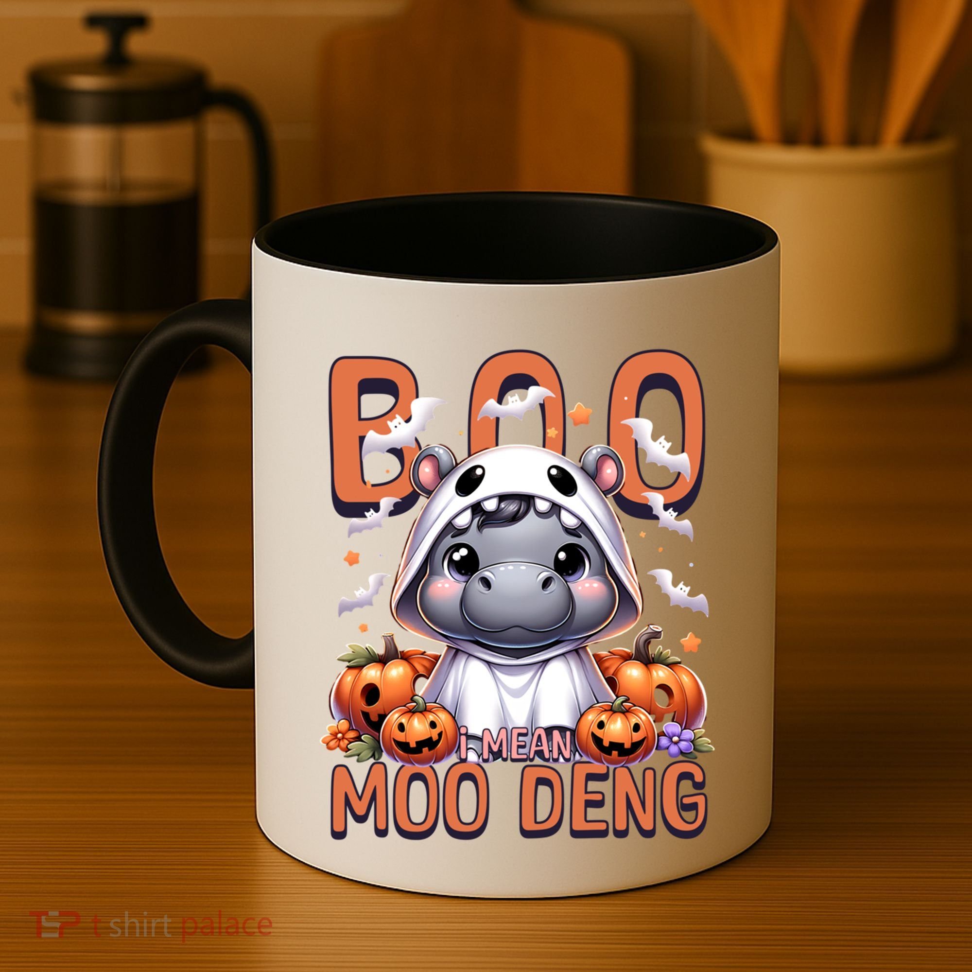 Boo I Mean Moo Deng Halloween Pygmy Hippo Gift Coffee Mug