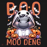 Boo I Mean Moo Deng Halloween Pygmy Hippo Gift Women's Hoodie thumb 2