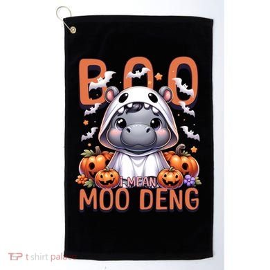 Boo I Mean Moo Deng Halloween Pygmy Hippo Gift Golf Towel