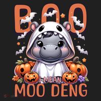 Boo I Mean Moo Deng Halloween Pygmy Hippo Gift Golf Towel thumb 3