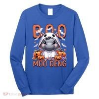 Boo I Mean Moo Deng Halloween Pygmy Hippo Gift Long Sleeve Shirt thumb 0