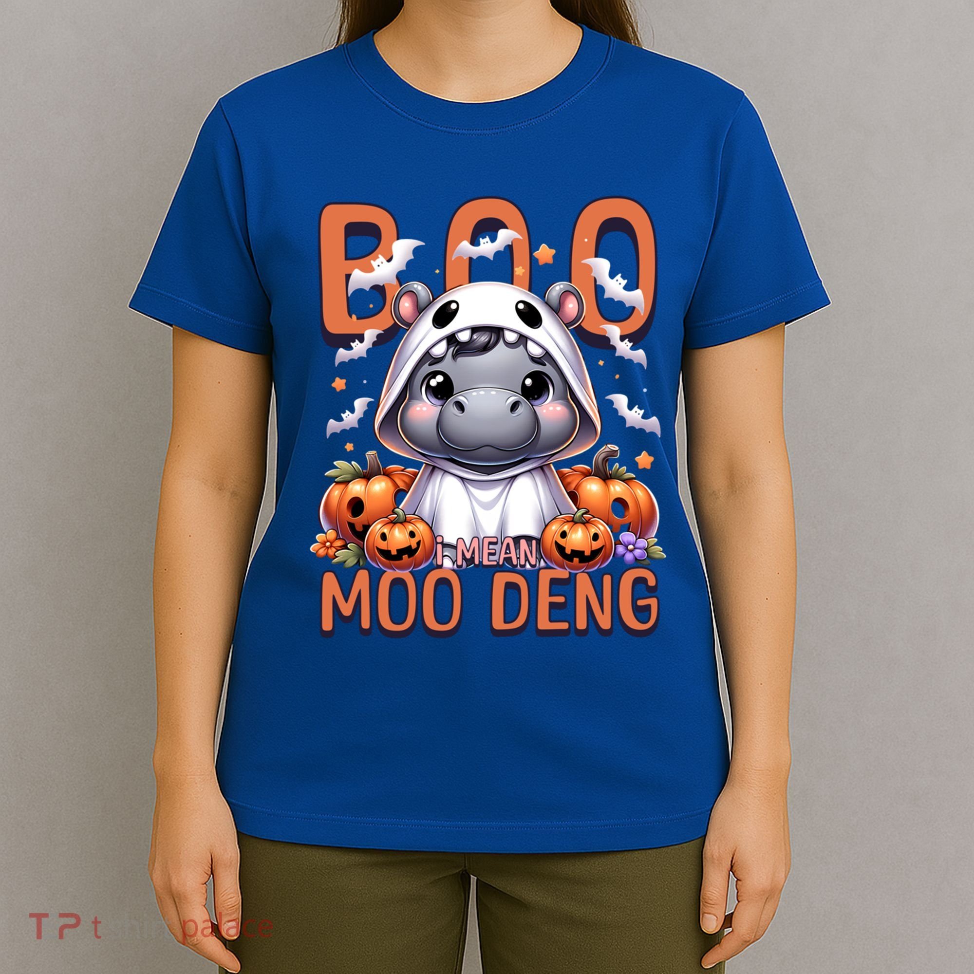 Boo I Mean Moo Deng Halloween Pygmy Hippo Gift T-Shirt