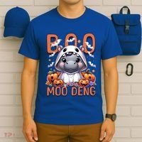 Boo I Mean Moo Deng Halloween Pygmy Hippo Gift T-Shirt thumb 6