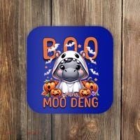 Boo I Mean Moo Deng Halloween Pygmy Hippo Gift Coaster thumb 0