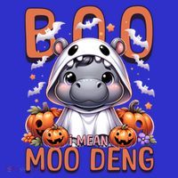 Boo I Mean Moo Deng Halloween Pygmy Hippo Gift Mousepad thumb 1