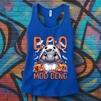 Boo I Mean Moo Deng Halloween Pygmy Hippo Gift Women's Tank Top thumb 3