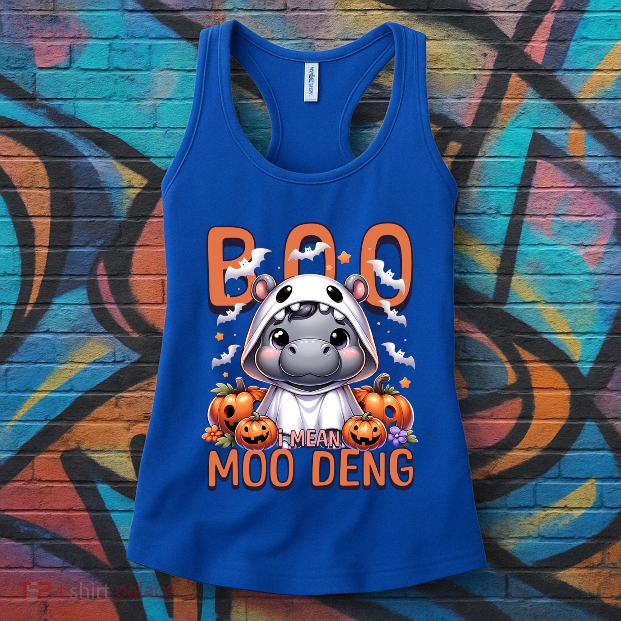 Boo I Mean Moo Deng Halloween Pygmy Hippo Gift Women's Tank Top