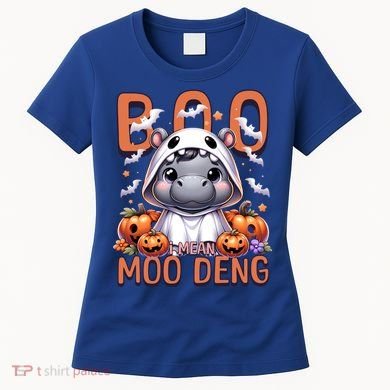 Boo I Mean Moo Deng Halloween Pygmy Hippo Gift Women's T-Shirt