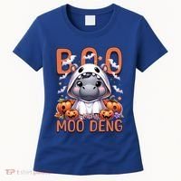Boo I Mean Moo Deng Halloween Pygmy Hippo Gift Women's T-Shirt thumb 0