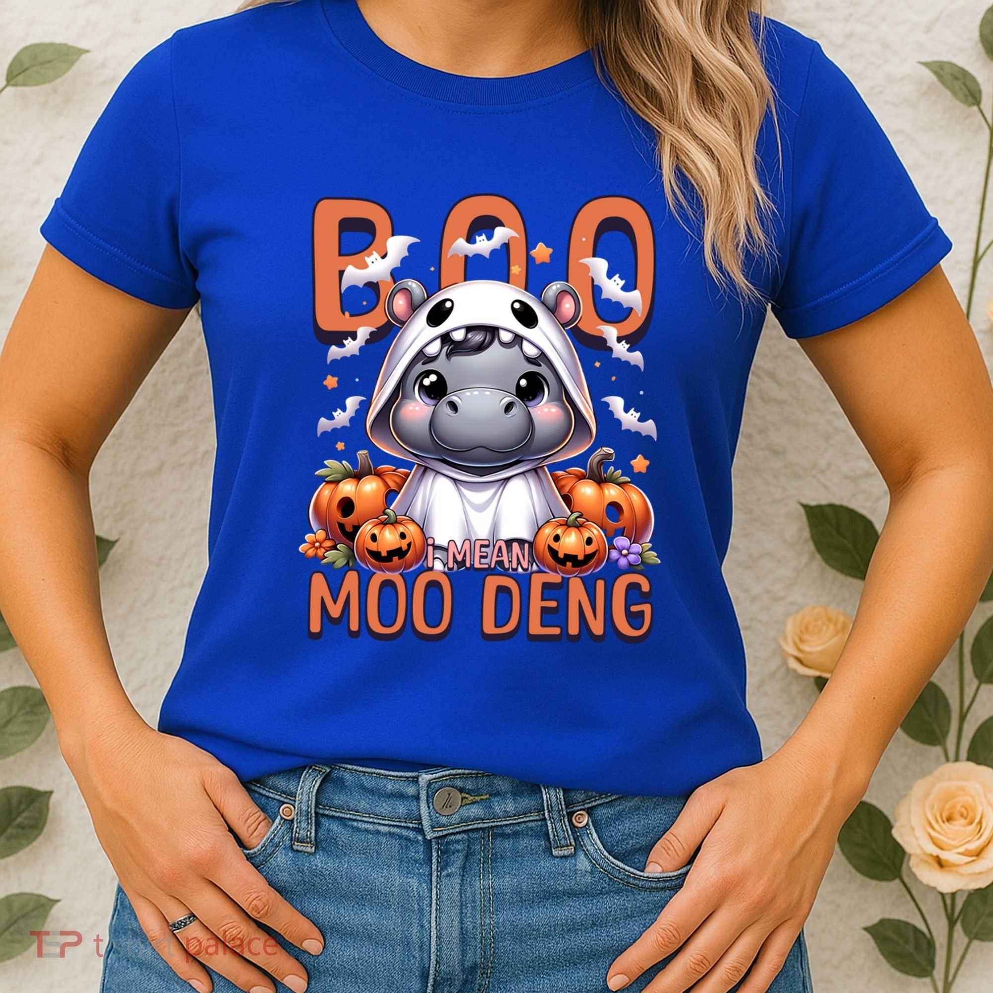 Boo I Mean Moo Deng Halloween Pygmy Hippo Gift Women's T-Shirt