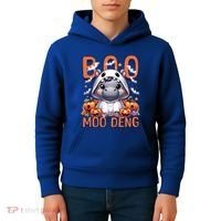 Boo I Mean Moo Deng Halloween Pygmy Hippo Gift Kids Hoodie thumb 4