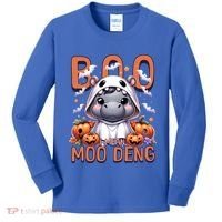 Boo I Mean Moo Deng Halloween Pygmy Hippo Gift Kids Long Sleeve Shirt thumb 0