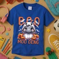 Boo I Mean Moo Deng Halloween Pygmy Hippo Gift Kids T-Shirt thumb 3