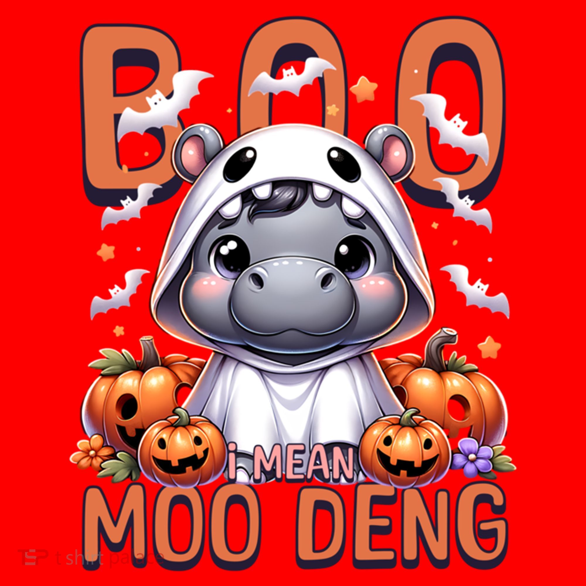 Boo I Mean Moo Deng Halloween Pygmy Hippo Gift Santa Hat