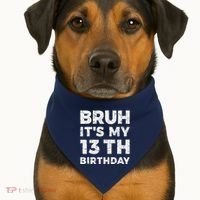 Bruh ItS My 13th Birthday 13 Year Old Birthday USA-Made Doggie Bandana thumb 1