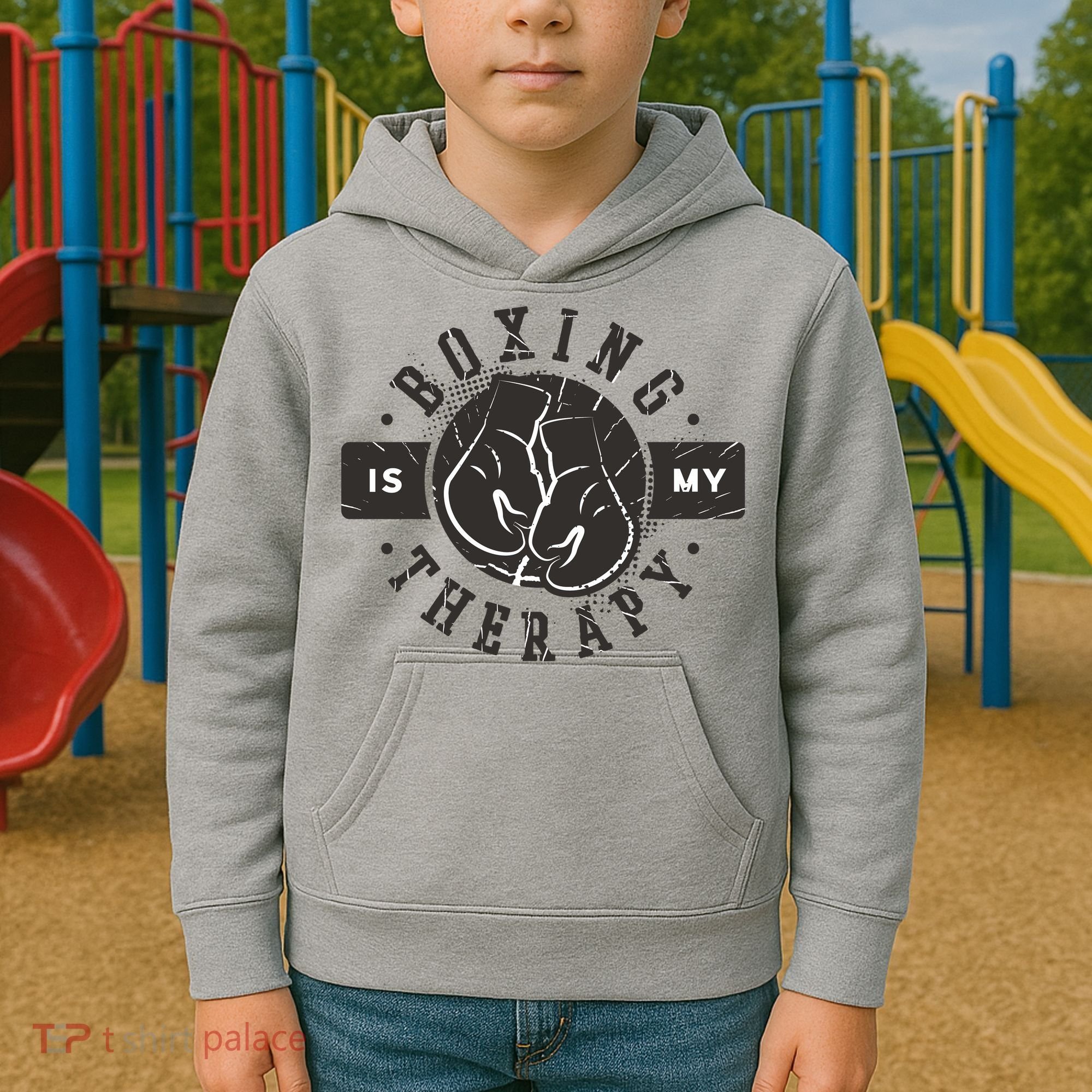 Boxing Is My Therapy Kids Hoodie