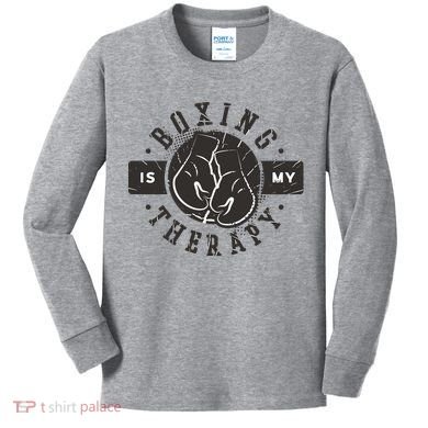 Boxing Is My Therapy Kids Long Sleeve Shirt