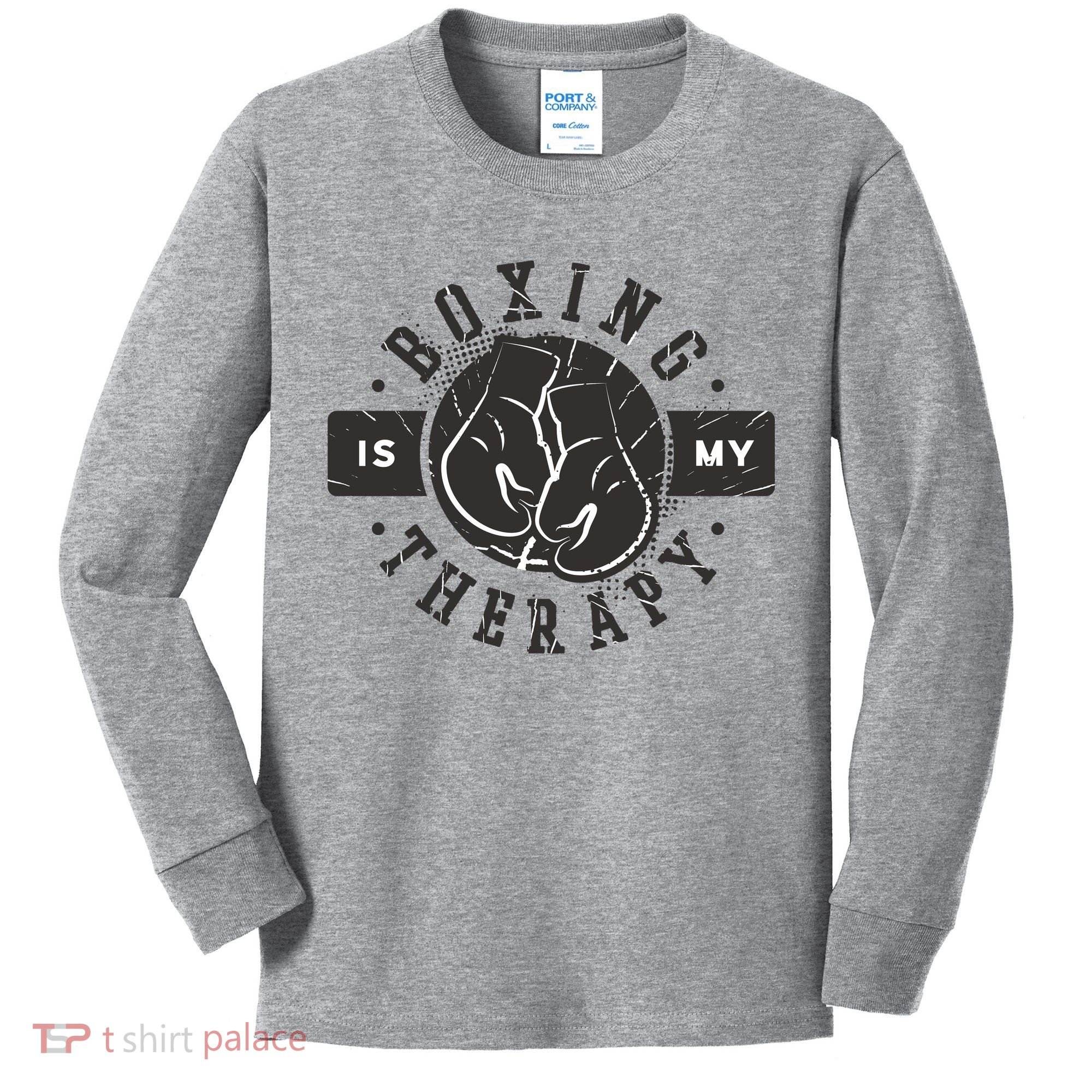 Boxing Is My Therapy Kids Long Sleeve Shirt