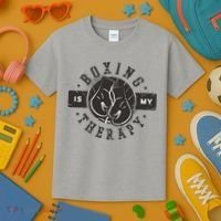 Boxing Is My Therapy Kids T-Shirt thumb 3
